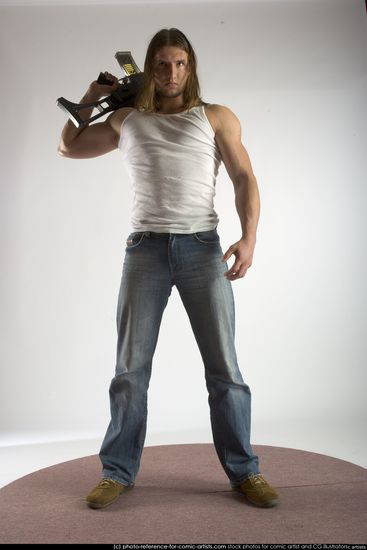 Man Young Muscular White Holding Standing poses Casual