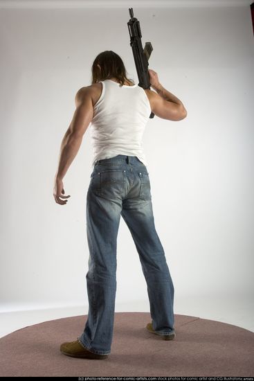 Man Young Muscular White Holding Standing poses Casual