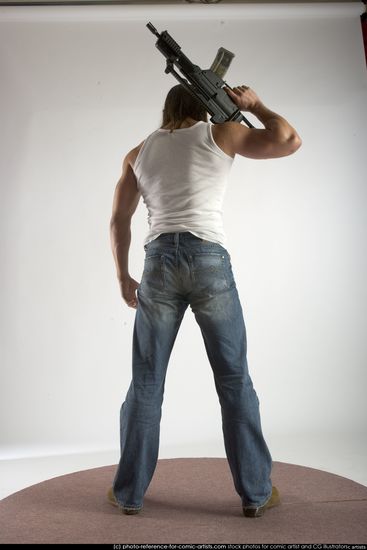 Man Young Muscular White Holding Standing poses Casual