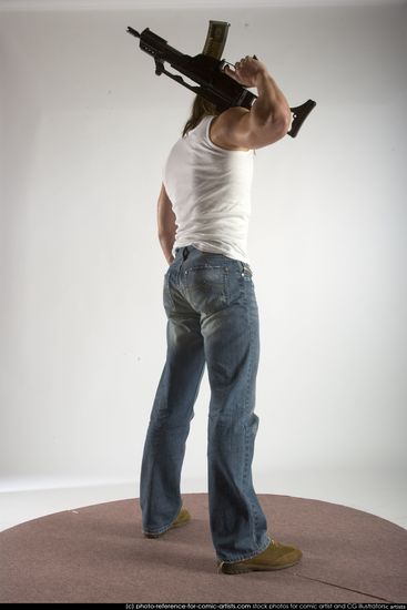 Man Young Muscular White Holding Standing poses Casual