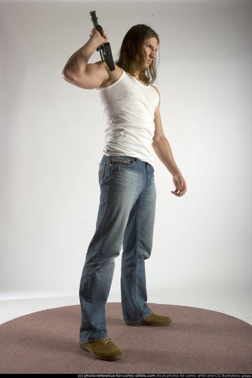 Man Young Muscular White Holding Standing poses Casual