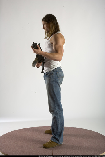 Man Young Muscular White Holding Standing poses Casual