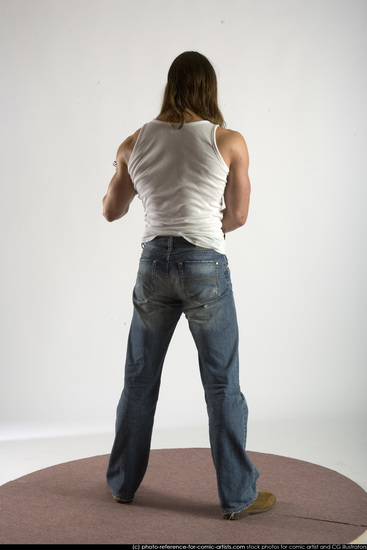 Man Young Muscular White Holding Standing poses Casual