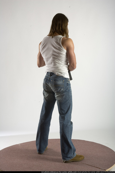 Man Young Muscular White Holding Standing poses Casual