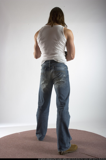 Man Young Muscular White Holding Standing poses Casual