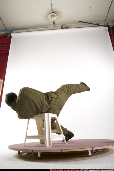 Man Young Athletic White Fighting with gun Moving poses Army