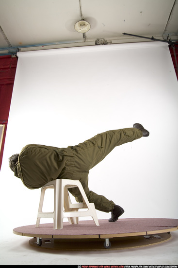 Man Young Athletic White Fighting with gun Moving poses Army