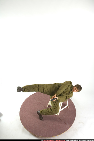 Man Young Athletic White Fighting with gun Moving poses Army