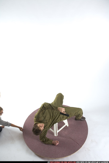 Man Young Athletic White Fighting with gun Moving poses Army