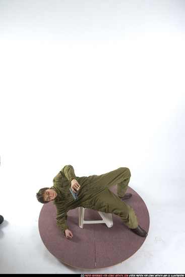 Man Young Athletic White Fighting with gun Moving poses Army