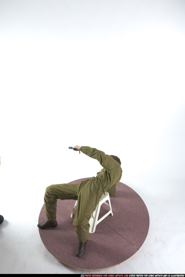 Man Young Athletic White Fighting with gun Moving poses Army