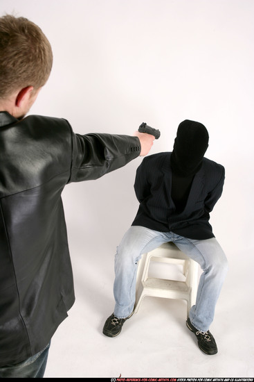 Adult Athletic White Fighting with gun Execution Casual Men