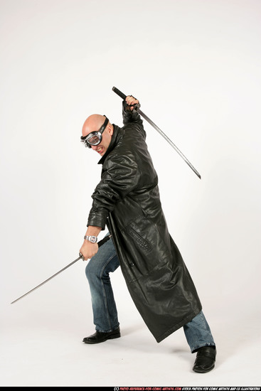 Man Adult Athletic White Fighting with sword Standing poses Casual