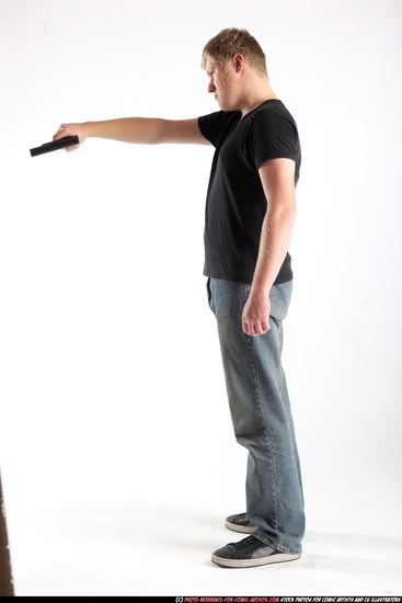 Man Adult Average White Fighting with gun Standing poses Sportswear