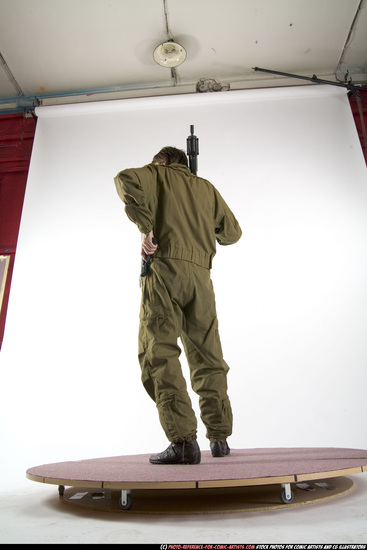 Man Adult Athletic White Fighting with submachine gun Standing poses Army