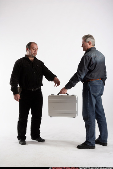 Old Chubby White Standing poses Business Men