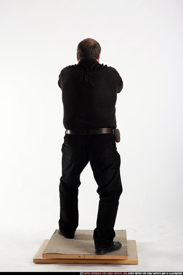 Man Old Chubby White Fighting with gun Standing poses Casual