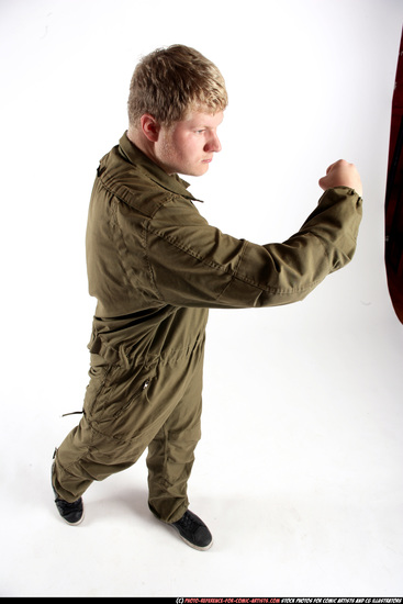 Man Young Average White Fist fight Standing poses Army