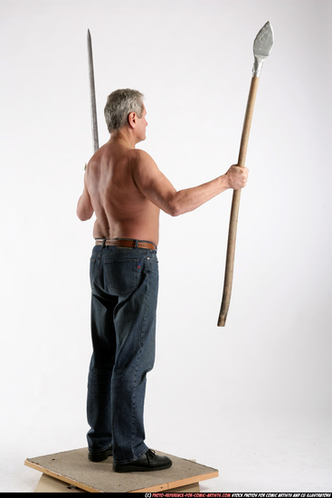 Man Old Chubby White Martial art Standing poses Pants