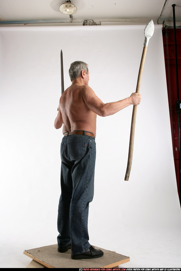 Man Old Chubby White Martial art Standing poses Pants