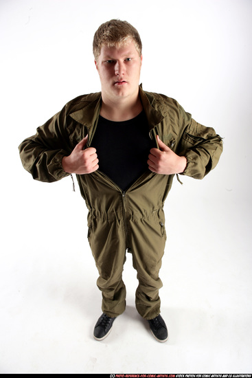 Man Young Average White Neutral Standing poses Army