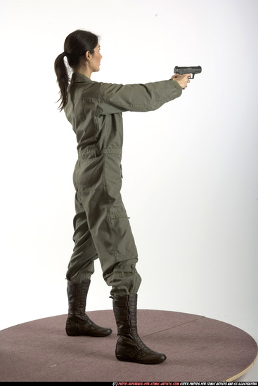 Woman Adult Athletic White Fighting with gun Standing poses Army