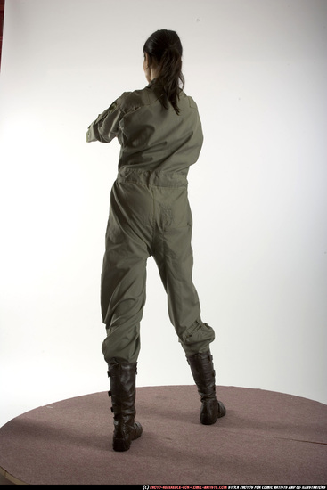 Woman Adult Athletic White Fighting with gun Standing poses Army