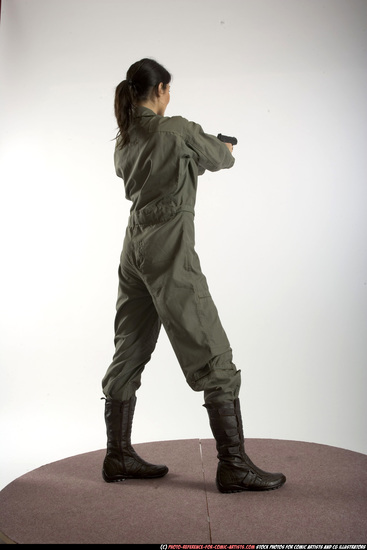 Woman Adult Athletic White Fighting with gun Standing poses Army