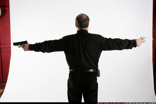 Old Chubby White Fighting with gun Standing poses Casual Men