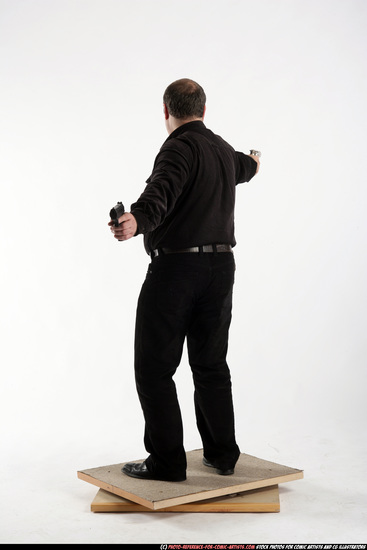 Old Chubby White Fighting with gun Standing poses Casual Men