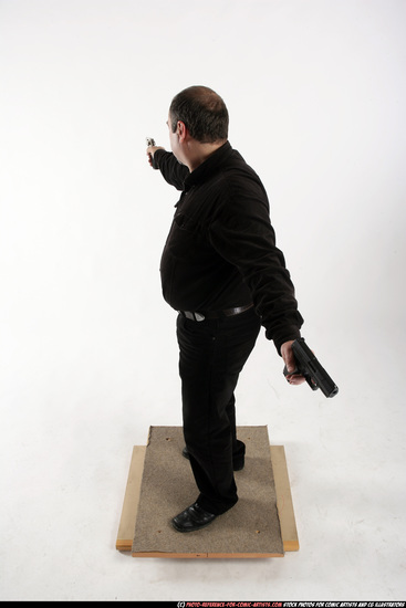 Old Chubby White Fighting with gun Standing poses Casual Men