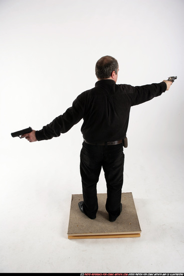 Old Chubby White Fighting with gun Standing poses Casual Men