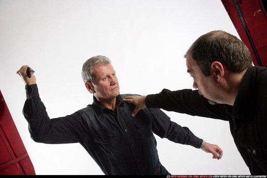 Old Chubby White Fighting with knife Fight Casual Men