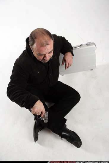 Man Old Chubby White Martial art Kneeling poses Casual