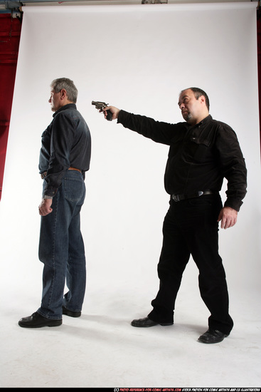 Old Chubby White Fighting with gun Execution Casual Men