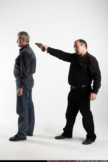 Old Chubby White Fighting with gun Execution Casual Men