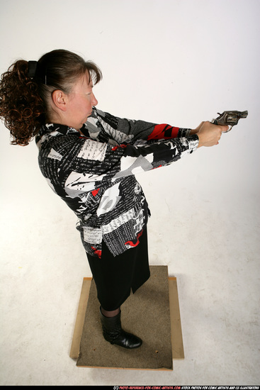 Woman Old Average White Fighting with gun Standing poses Casual