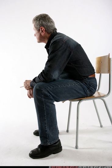 Man Old Average White Daily activities Sitting poses Casual