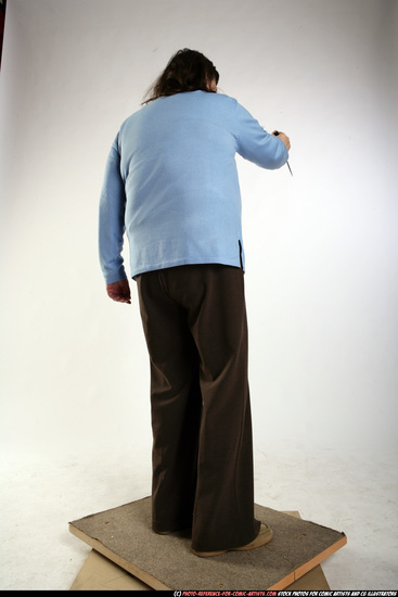 Woman Old Chubby White Fighting with knife Standing poses Casual