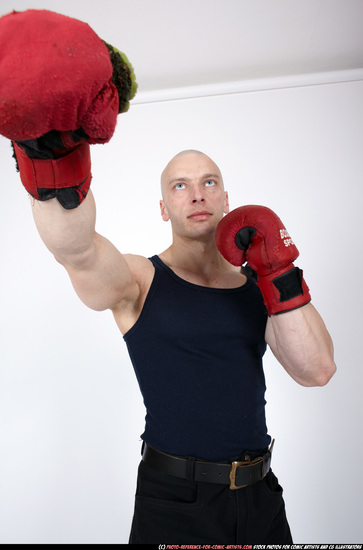 Man Adult Muscular White Fist fight Sitting poses Casual