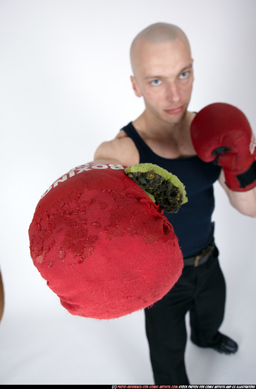 Man Adult Muscular White Fist fight Sitting poses Casual