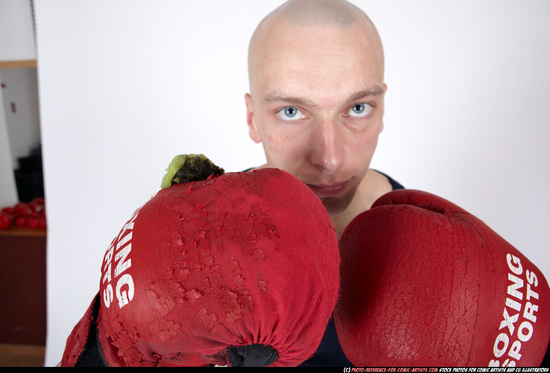 Man Adult Muscular White Fist fight Sitting poses Casual