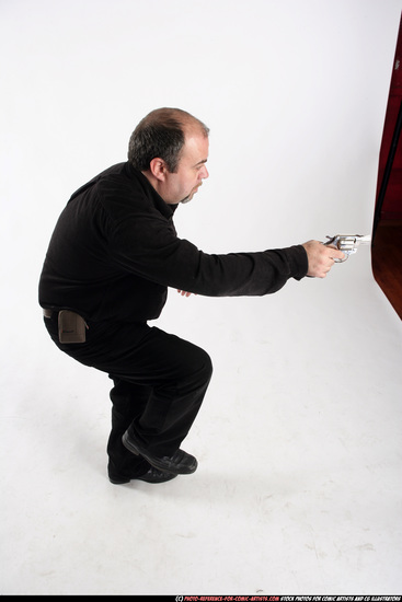 Man Old Chubby White Fighting with gun Standing poses Casual