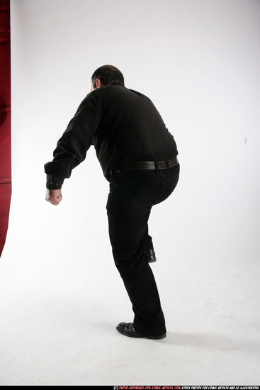 Man Old Chubby White Fighting with gun Standing poses Casual