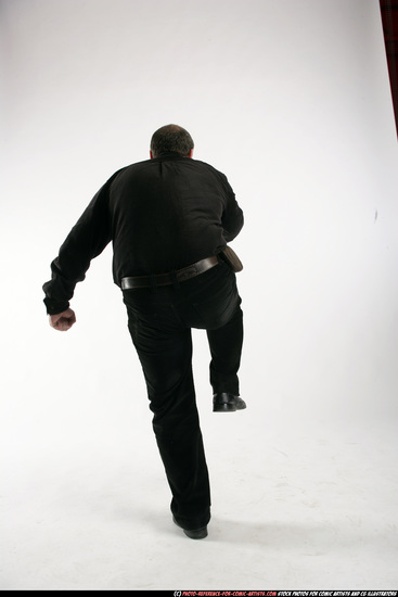 Man Old Chubby White Fighting with gun Standing poses Casual