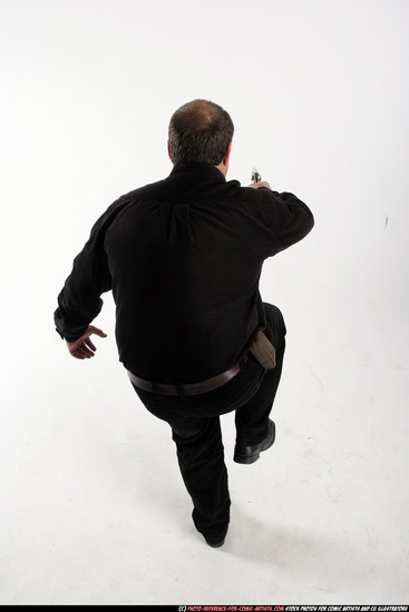 Man Old Chubby White Fighting with gun Standing poses Casual