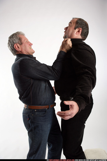 Old Chubby White Fist fight Standing poses Casual Men