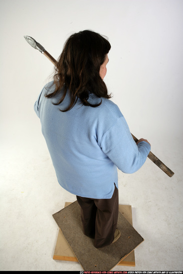 Woman Old Chubby White Martial art Sitting poses Casual