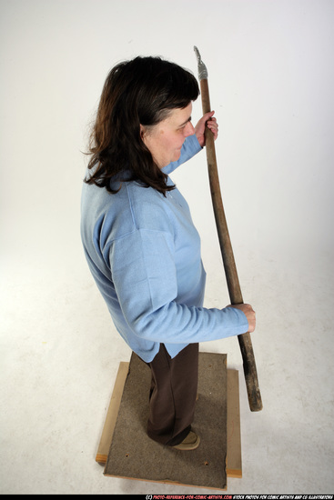 Woman Old Chubby White Martial art Sitting poses Casual