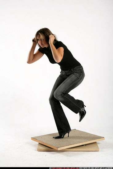 Woman Adult Athletic White Fighting with knife Standing poses Casual